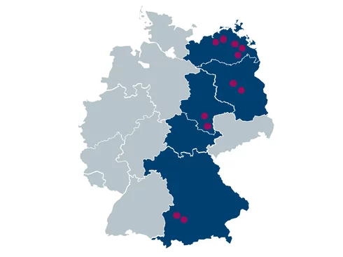 A Map of Germany which displays the location of the wind farms from Palladio Partners